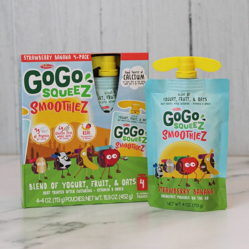 GoGo squeeZ Kids' SmoothieZ, Strawberry Banana - 4oz/4ct