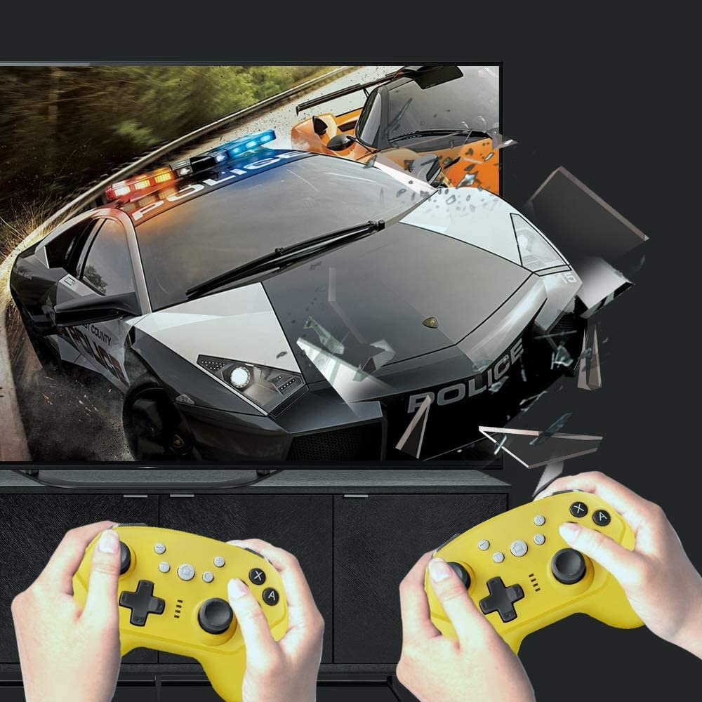 Wireless Controller for Nintendo Switch,Switch Lite and Android,Wired PC and P3,Switch Pro Controller with Turbo,Gyro Axis and Dual Vibration (Yellow)