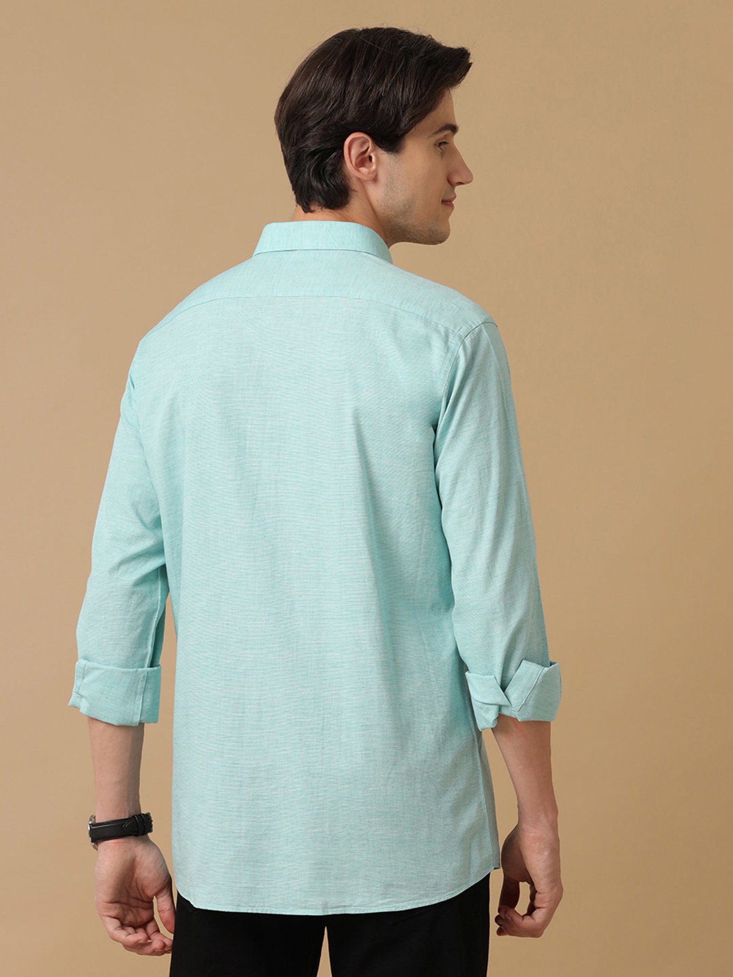 CAVALLO by Linen Club Turquoise Contemporary Fit Shirt