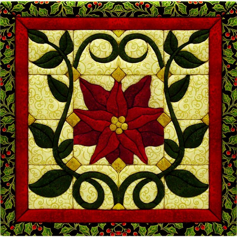 Quilt-Magic No Sew Wall Hanging Kit-Christmas Poinsettia