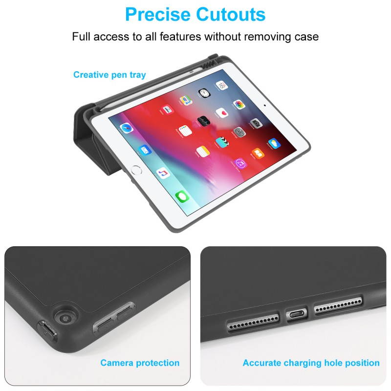 Case Compatible with iPad Mini 7.9" 2019 iPad Mini 5th Gen with Pencil Holder,Protective Case with Ultrathin Trifold PU Leather,Auto Sleep/Wake Cover Compatible for iPad Mini 5th Gen,Grey