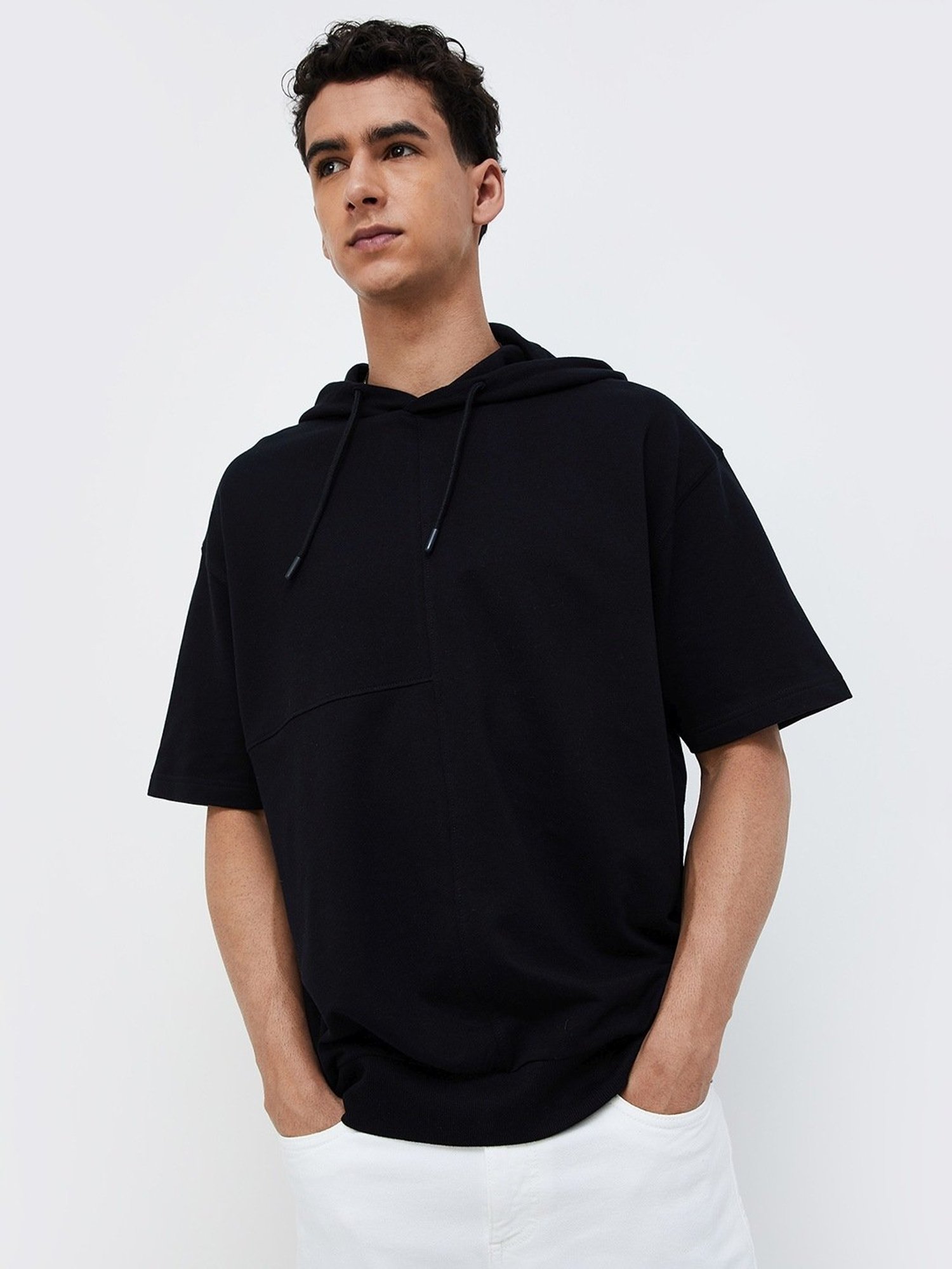 Forca Black Regular Fit Hooded Sweartshirt