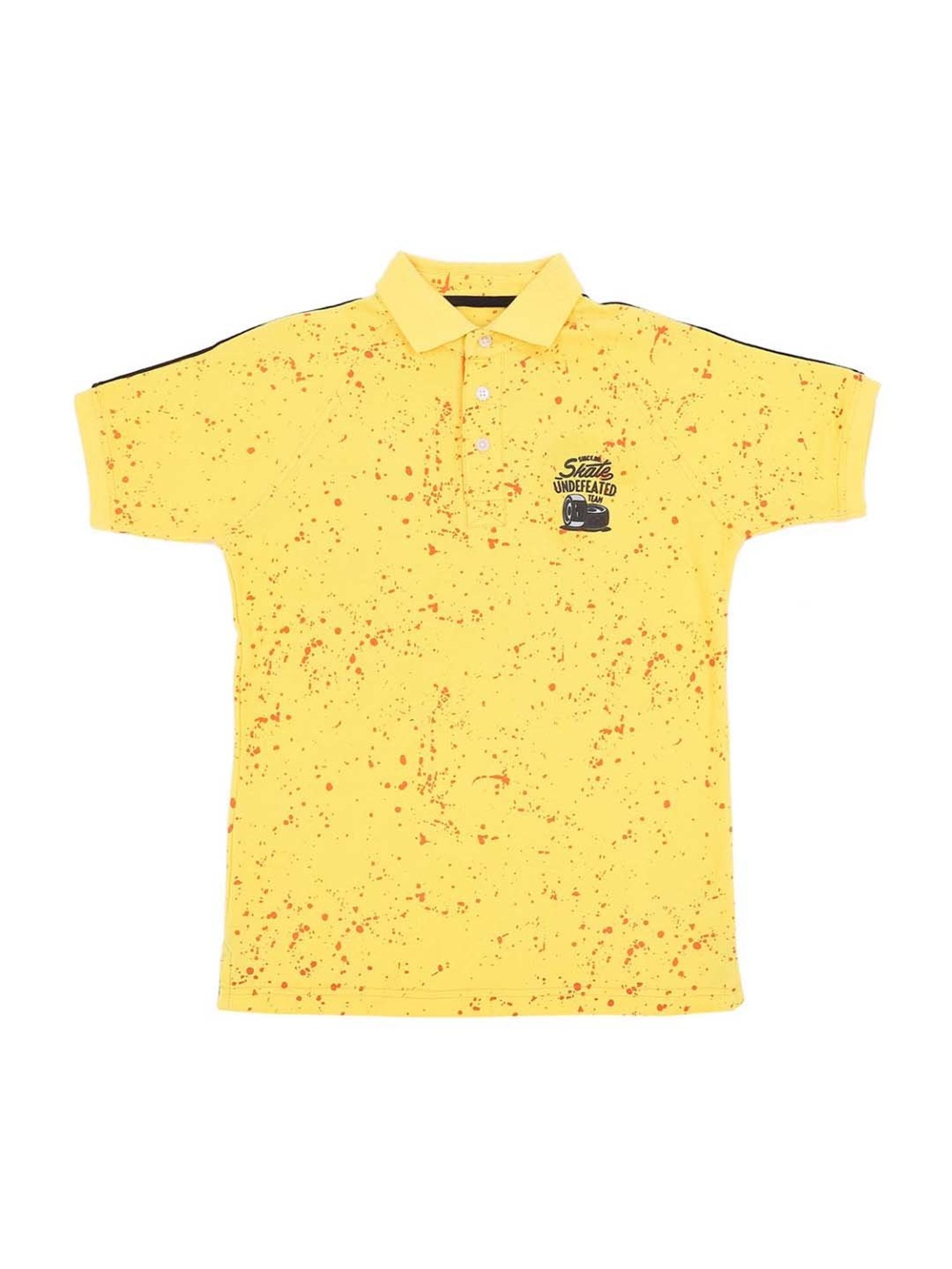 Gini & Jony Kids Yellow Cotton Printed Polo T-Shirt