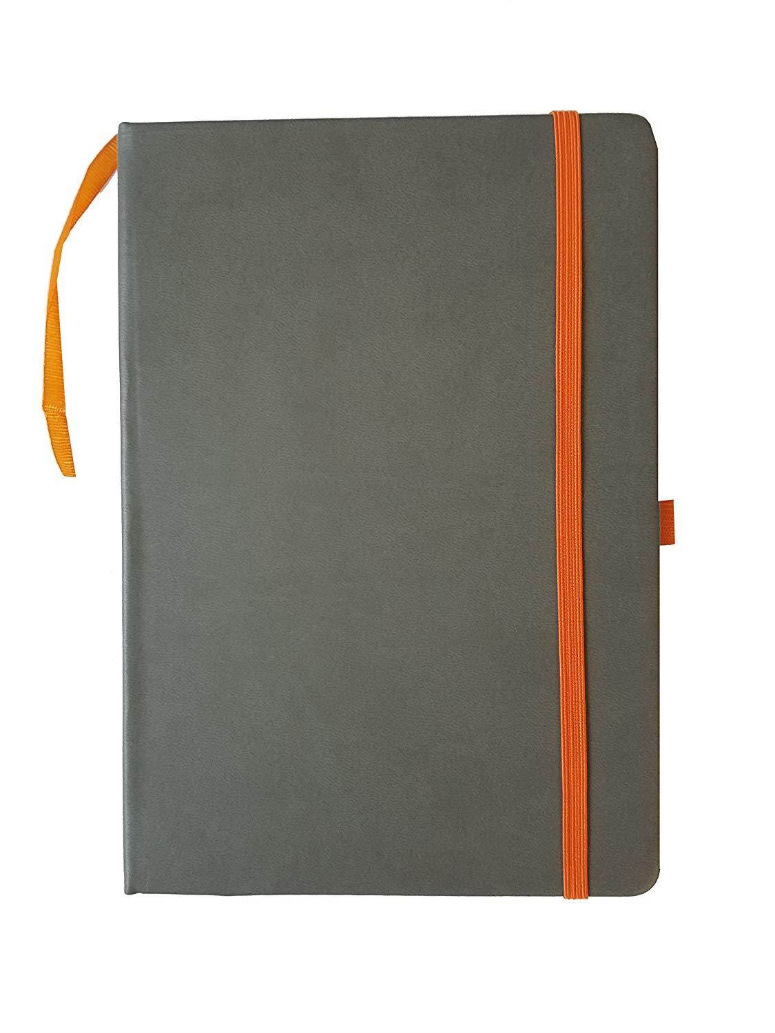 ImpecGear Classic Notebook/ Writing Journal 5.5 x 8.25 Black Gray Orange FREE PEN (ASSORTED COLOR-PACK OF 4)