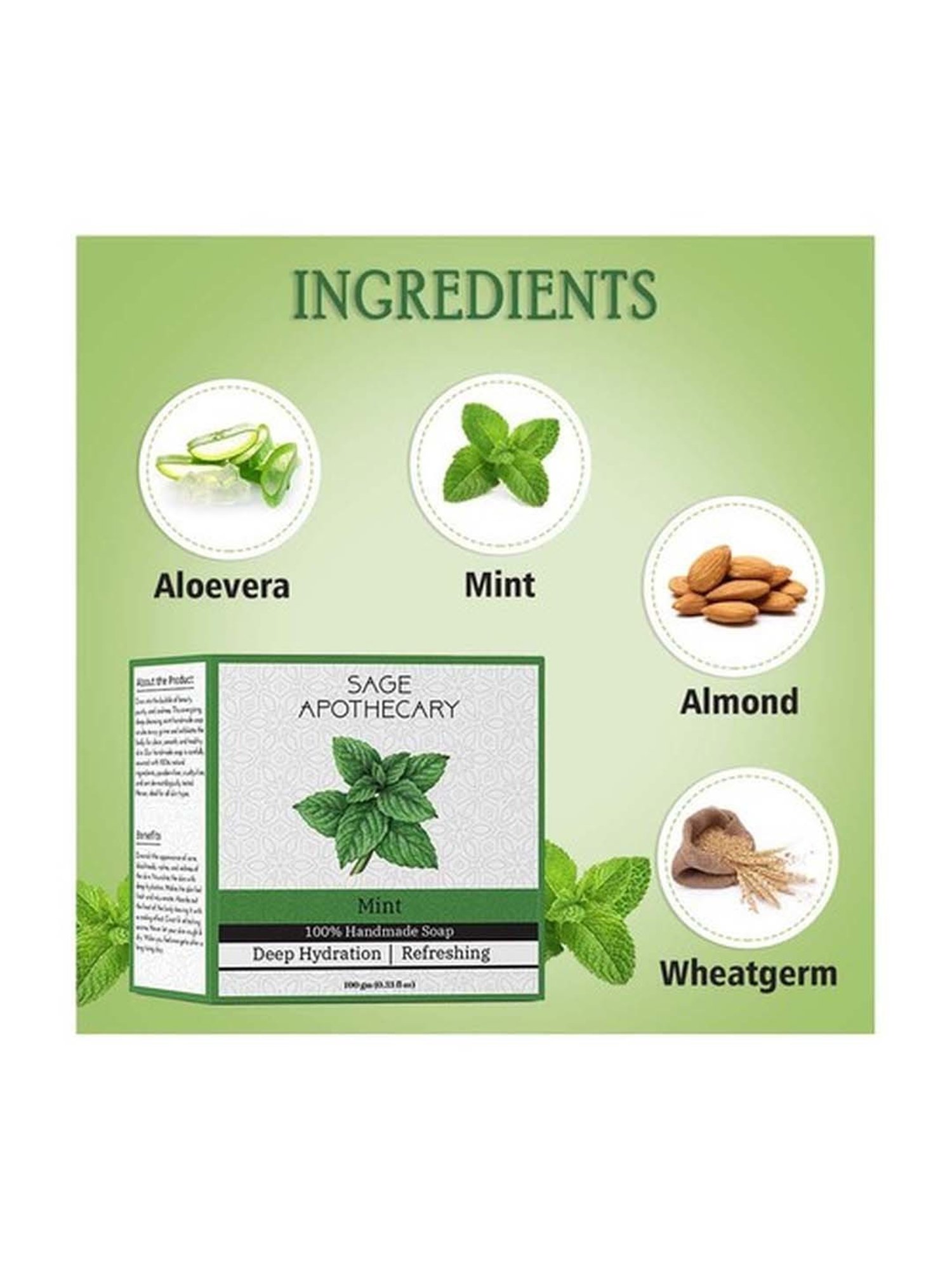 Sage Apothecary Mint Soap - 100 gm