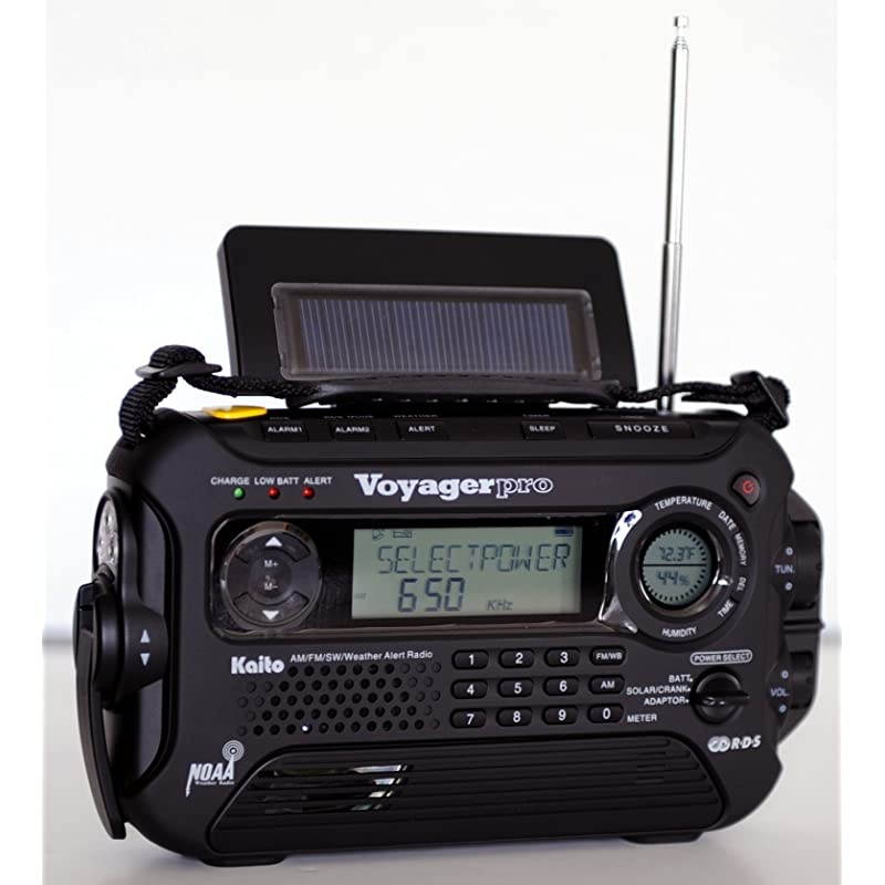 Voyager Pro KA600 Digital Solar DynamoWind UpDynamo Cranking AMFMLWSW amp NOAA Weather Emergency Radio with Flashlight Reading Lamp AlertSmart Phone Charger amp RDS and RealTime Alert with AC Adapter