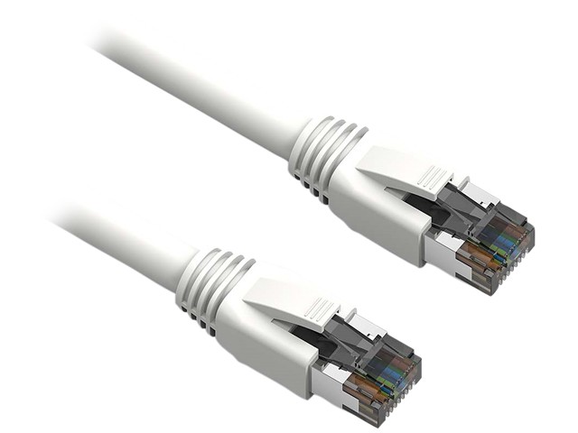 Cat 7 Ethernet Cable 100 ft LAN Cable Internet Network Cord for PS4, Xbox, Router, Modem, Gaming, White Flat Shielded 10 Gigabit RJ45 High Speed Computer Patch Wire.