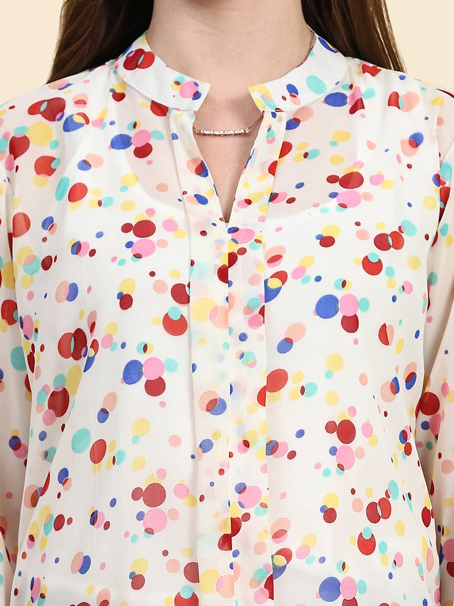 KERI PERRY Off White Printed Top
