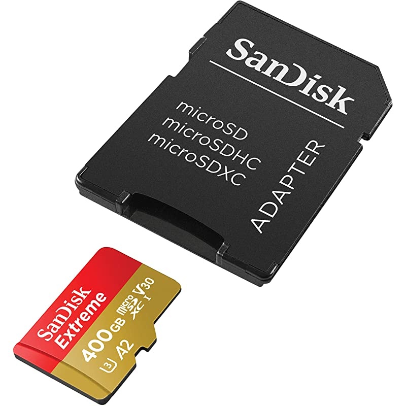 400GB Extreme microSDXC UHSI Memory Card with Adapter C10 U3 V30 4K A2 Micro SD SDSQXA1400GGN6MA