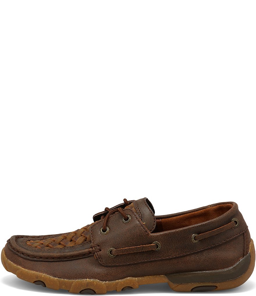 Twisted X Women's Woven Leather Boat Driving Moccasins