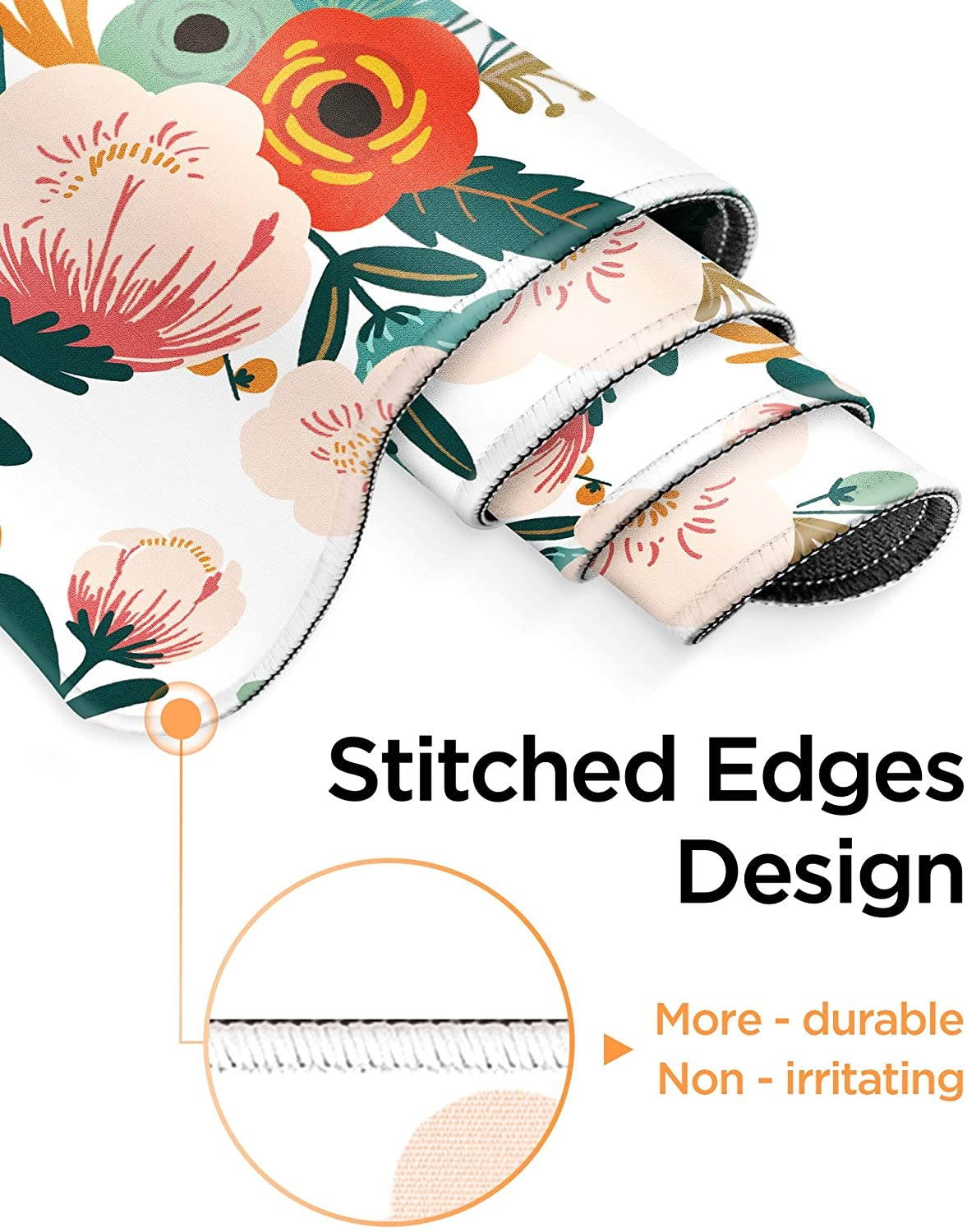 YOOMAS Extra Large Gaming Mouse Pad Extended Protective Desk Mat Keyboard Pad Non-Slip Rubber Base with Stitched Edges & Floral Print for Game Work 11.81 x 31.5 inch Flowering/Reseda Green