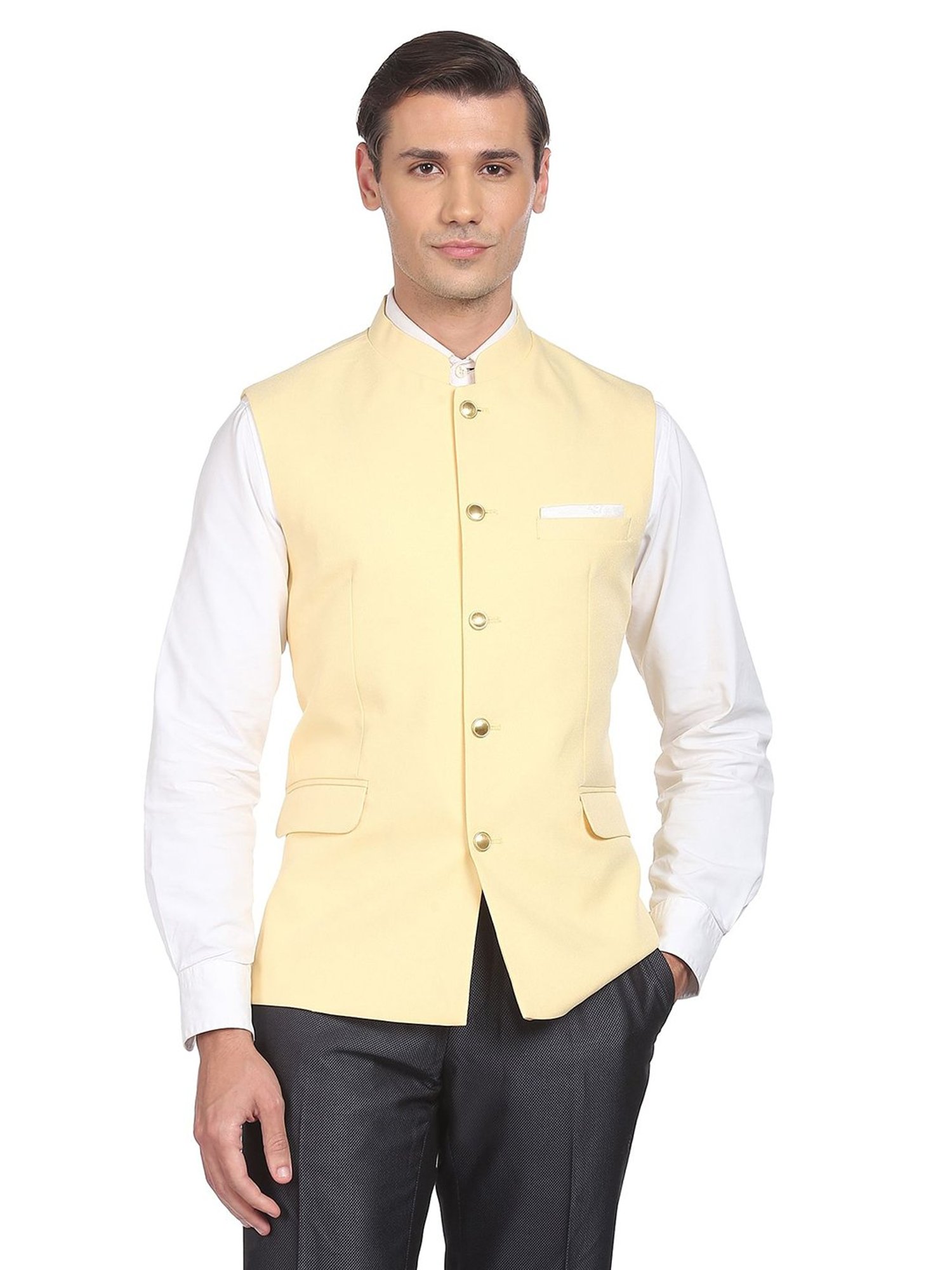 VASTRAMAY Teal Green Regular Fit Printed Nehru Jacket