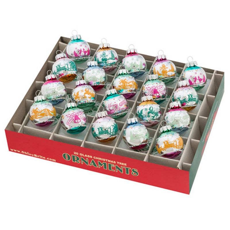 Shiny Brite 1.5" Vc 20 C Signature Flocked Vintage Celebration  -  Ornament Sets