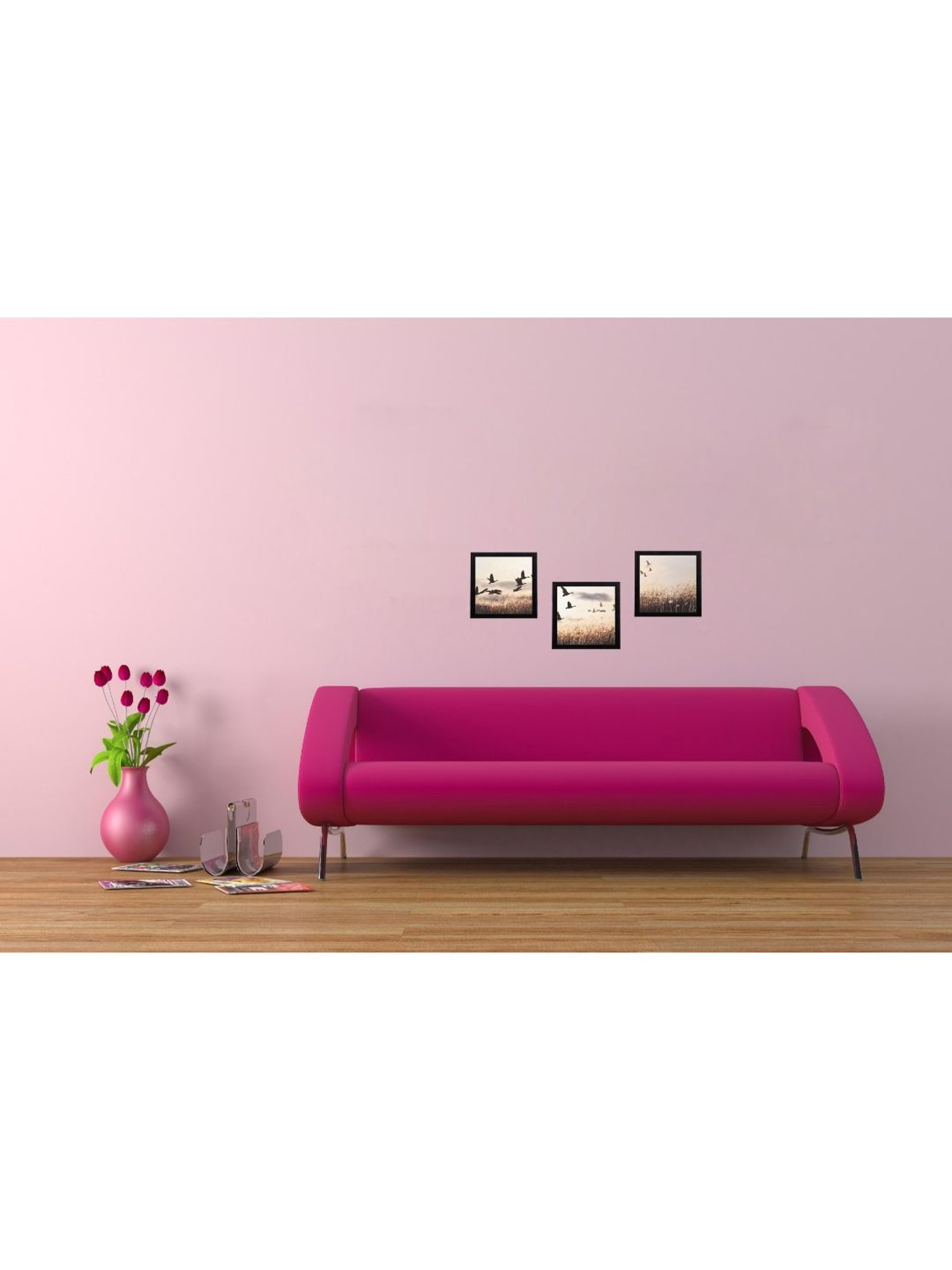 eCraftIndia Set Of 3 Flying Birds Scenery Satin Matt Texture UV Art Painting