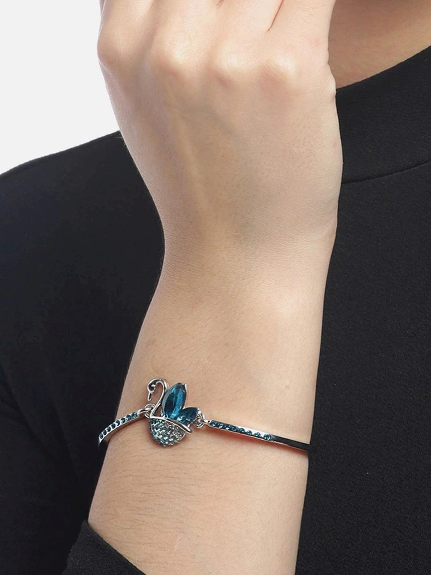 YouBella Artificial Jewellery Multicolour Crystal Flexible fit Bracelet