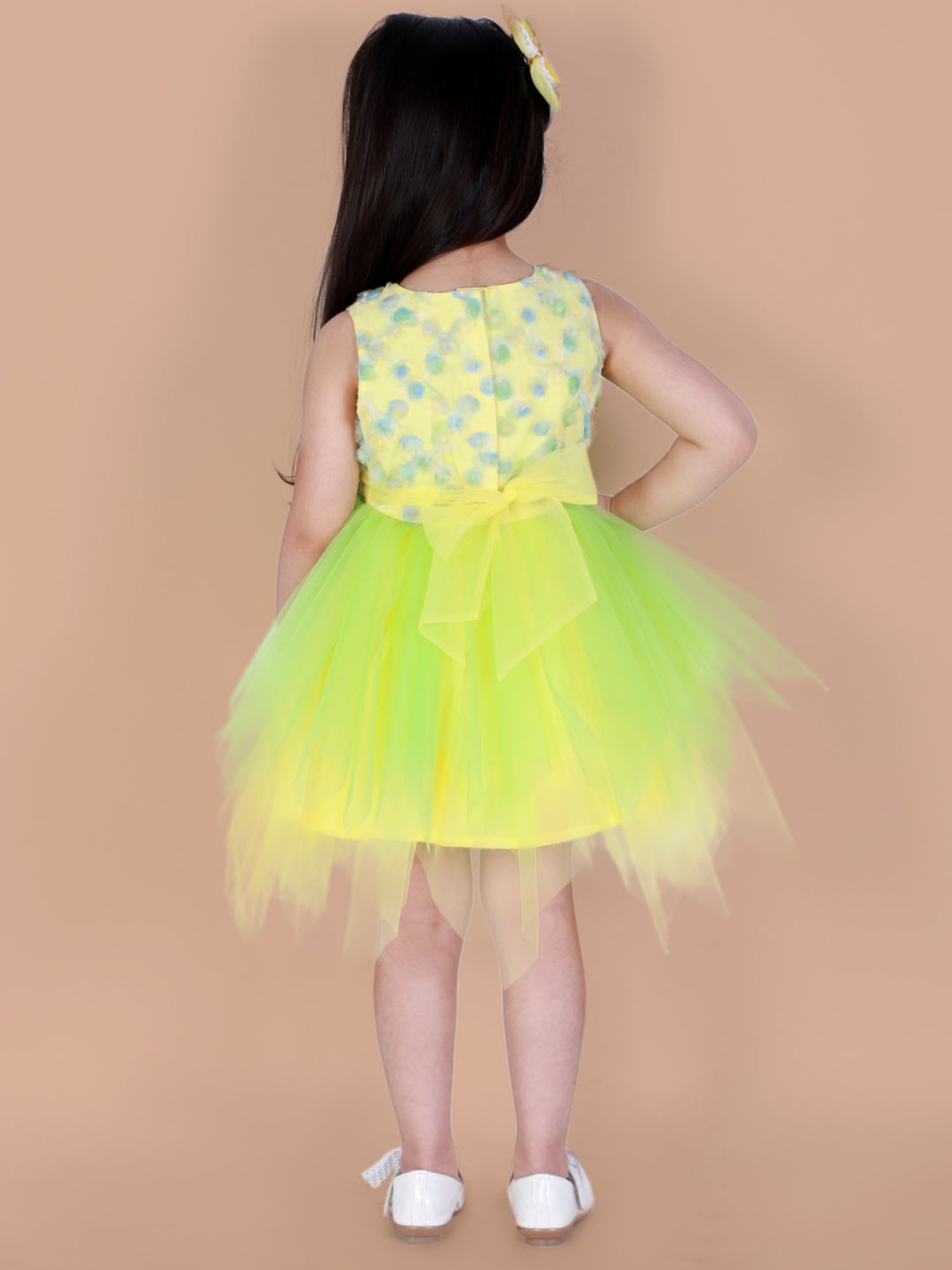 Lil Drama Kids Lime Green Applique Dress