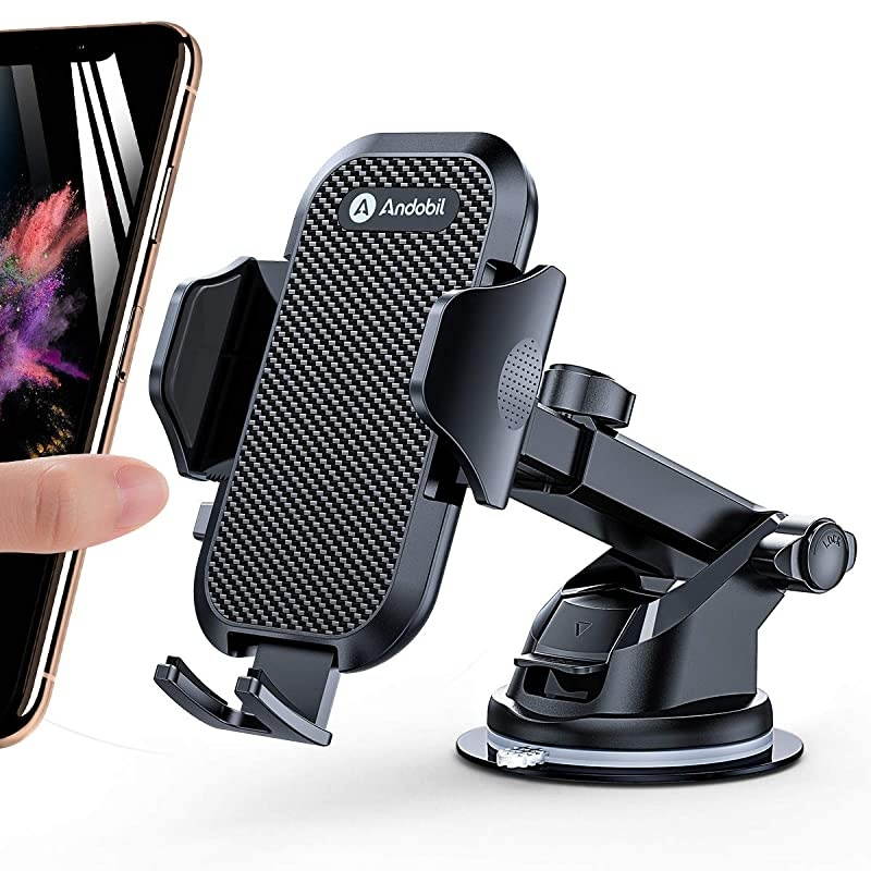 Car Phone Mount Easy Clamp, [Super Suction & Durable] Universal Dashboard Air Vent Windshield Hands-Free Phone Holder for Car Compatible with iPhone 12 11 SE XR 8 Galaxy S21 All Phones