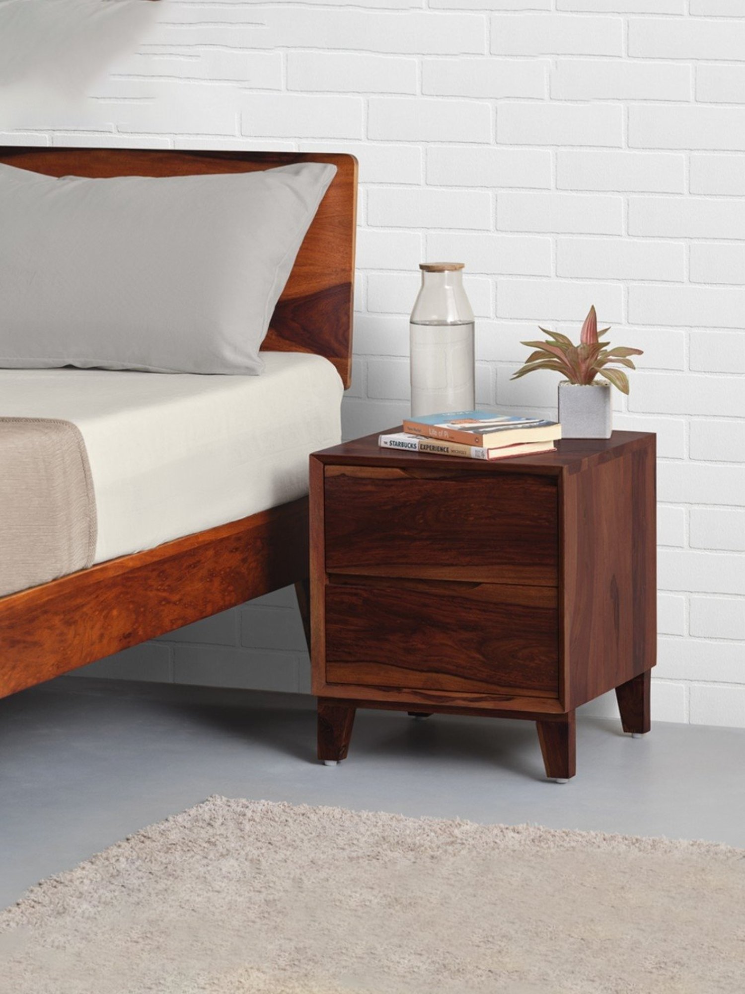 Sleepyhead Mate Brown Sheesham Wood Bedside Table