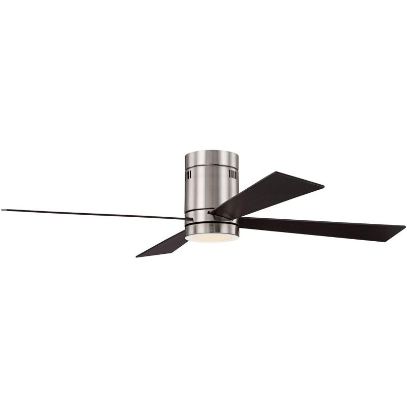 52" Casa Vieja Modern Hugger Ceiling Fan with Light LED Remote Flush Mount Brushed Nickel Oiled Bronze for Living Room Kitchen