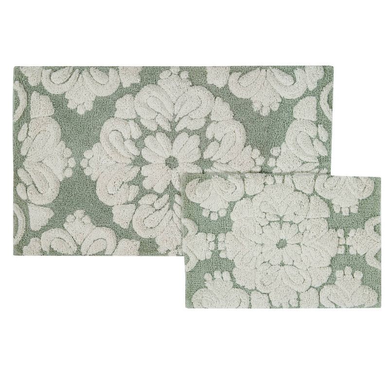 2pc Solid Memory Foam Shag Bath Mat Set Blue - Yorkshire Home