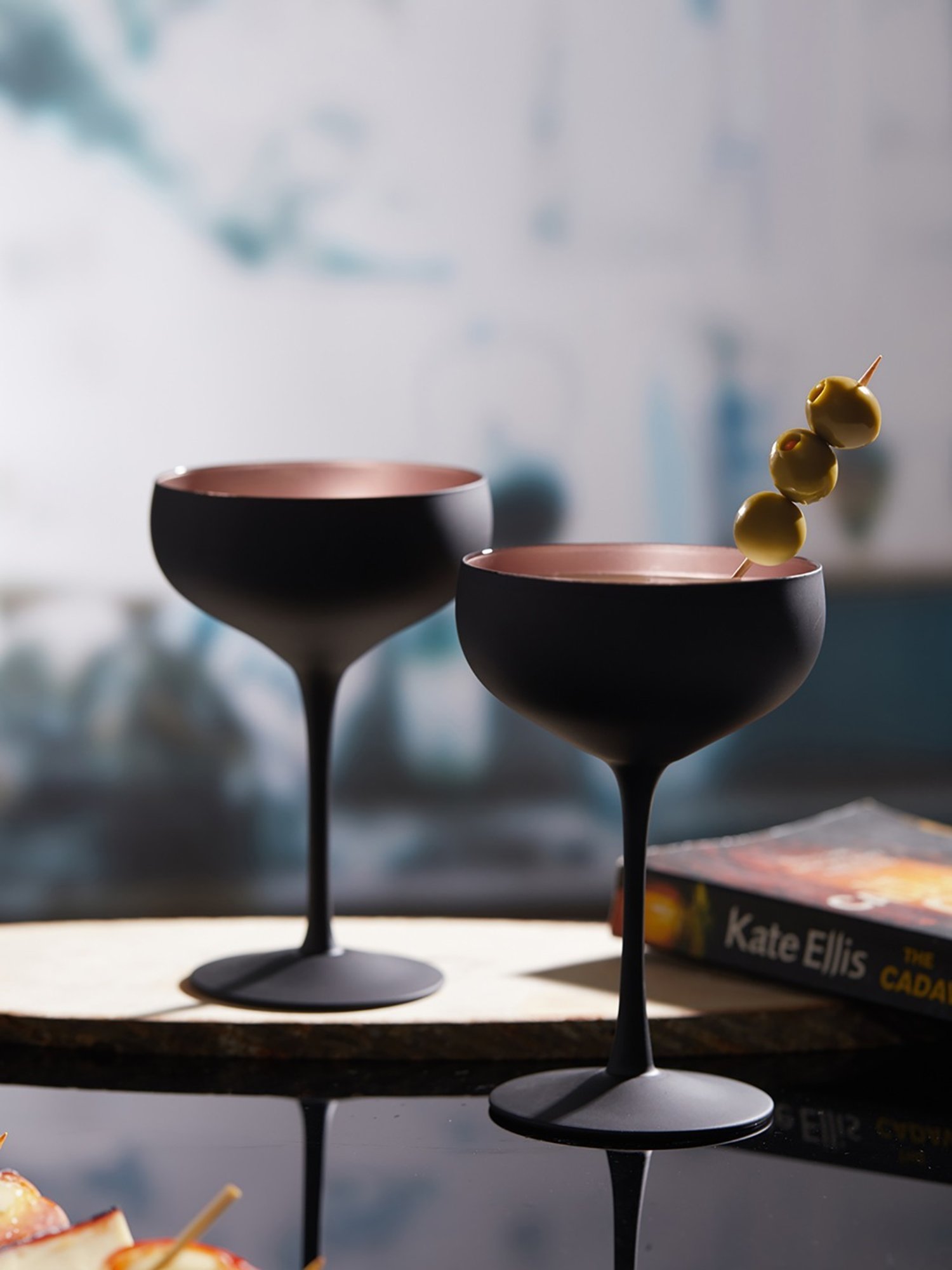 Trovea's Black Glass Cocktail Glass - Set of 2