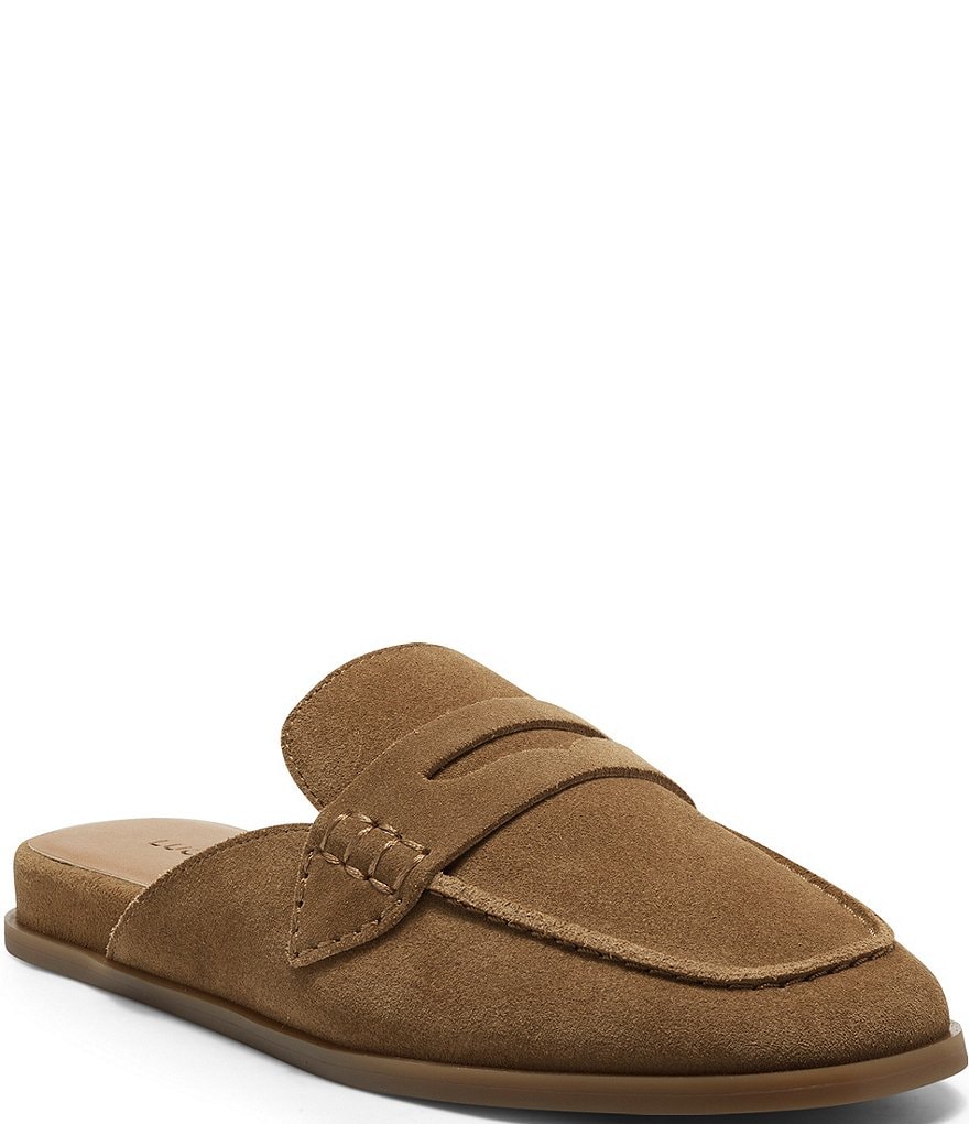 Lucky Brand Patsie Suede Penny Wedge Mules