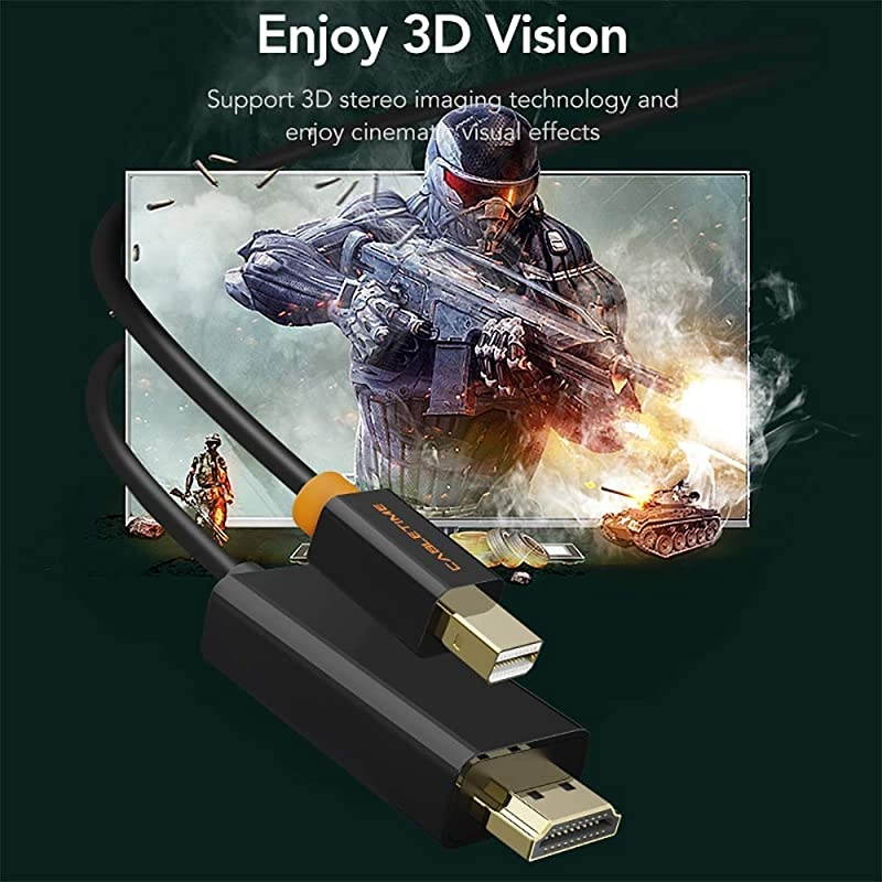 Mini DisplayPort to HDMI Cable 4K 10 FT Thunderbolt to HDMI Adapter GoldPlated Cord Converter for MacBook AirPro Surface ProDock Monitor Projector and More Black10Feet3M