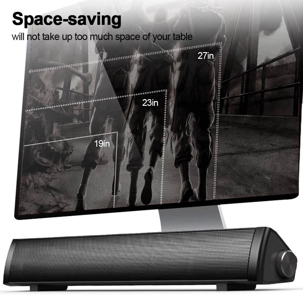 Docooler Speaker Bar Computer Speakers Wired Computer Sound Bar Stereo USB Powered Mini Long Soundbar Speaker w/HiFi Sound Rich Bass for TV PC Laptop