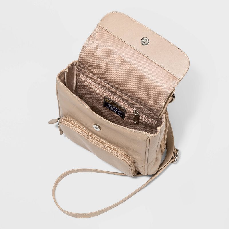 Great American Zip Closure Leather Organizer Crossbody Bag - Off White