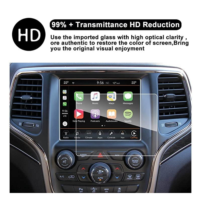 Grand Cherokee Uconnect Touch Screen Car Display Navigation Screen Protector, RUIYA HD Clear TEMPERED GLASS Car In-Dash Screen Protective Film (8.4-Inch)