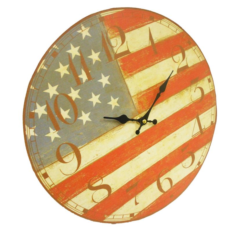 USA Flag Round Wall Clock - Creative Motion Industries