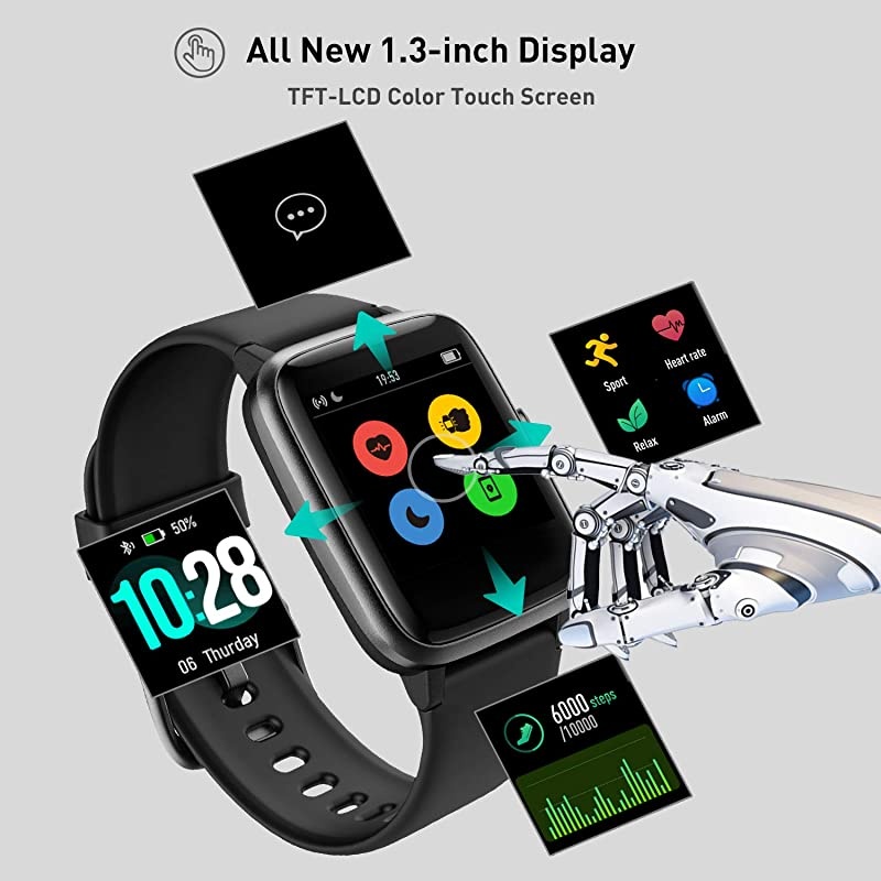 Tracker Watch with Heart Rate and Sleep Monitor - Activity Tracker Waterproof Smart Wristband Watch, Step Calorie Counter, Pedometer Android iOS Compatible for Women Men Kids