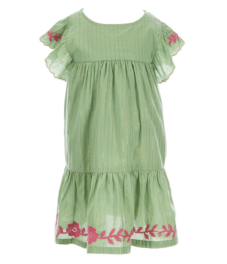 Peek Little/Big Girls 2T-12 Flutter-Sleeve Embroidered Tiered Dress