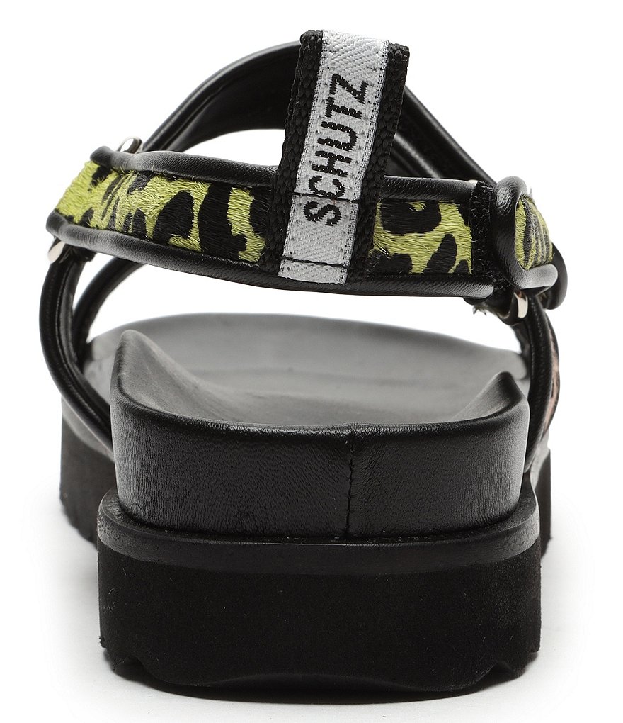 Schutz Zaha Leopard Print Haircalf Platform Sandals