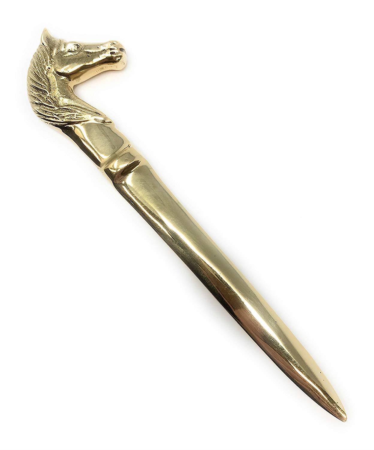 Madison Bay Company Polished Brass Horse Head Letter Opener, 6.25 Inches Long