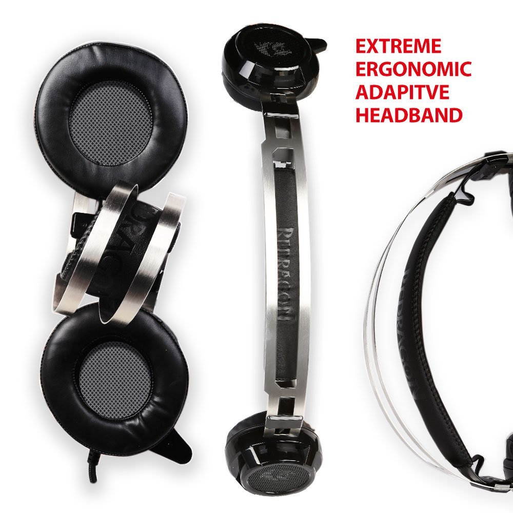 Redragon H301 SIREN2 7.1 Channel Surround Stereo Gaming Headset Over Ear Headphones with Mic Individual Vibration Noise Canceling LED Light