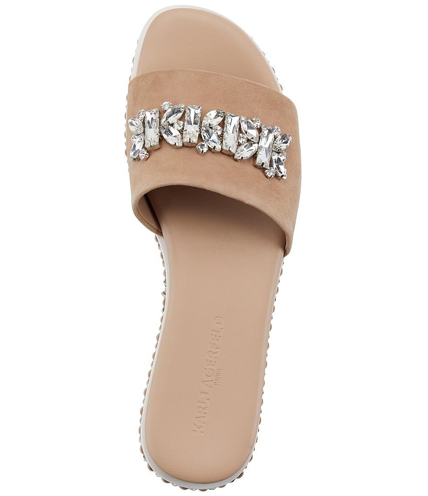 KARL LAGERFELD PARIS Bijou Suede Bling Slides