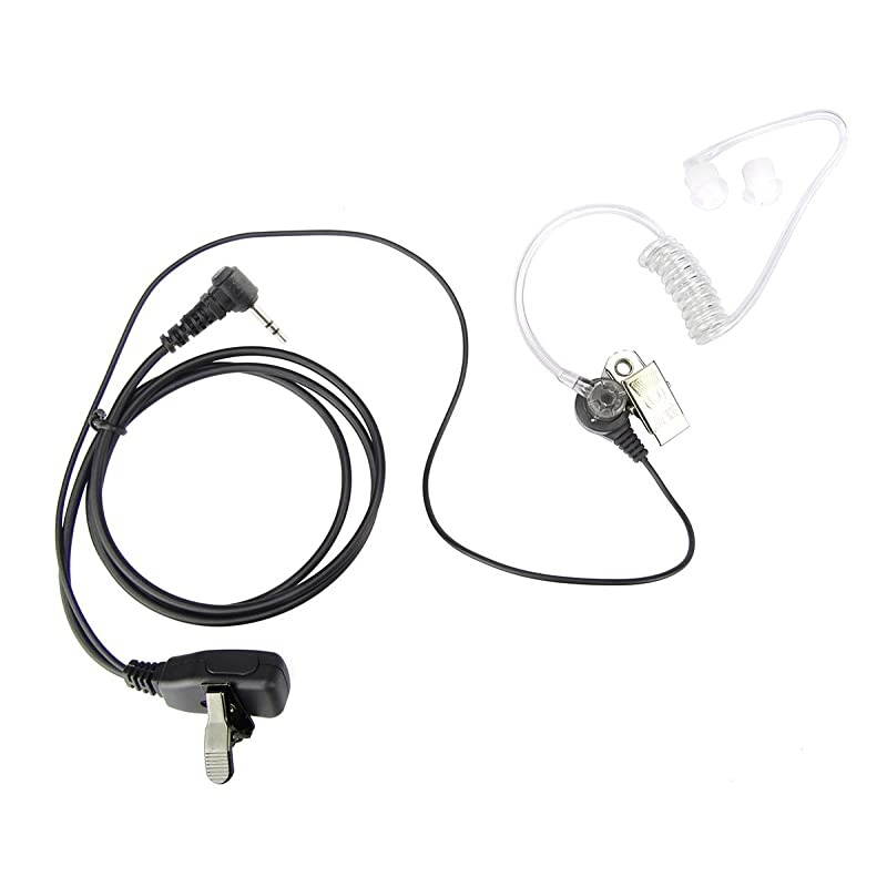 10Pcs M1PE1010 PTT Clear Acoustic Coil Tube Earpiece 1Pin 2.5mm Plug FBI Style Earphone with Push to Talk and Mic for Motorola Cobra Walkie Talkie Two Way Radios T6200C T5800 MH230R MT350R etc