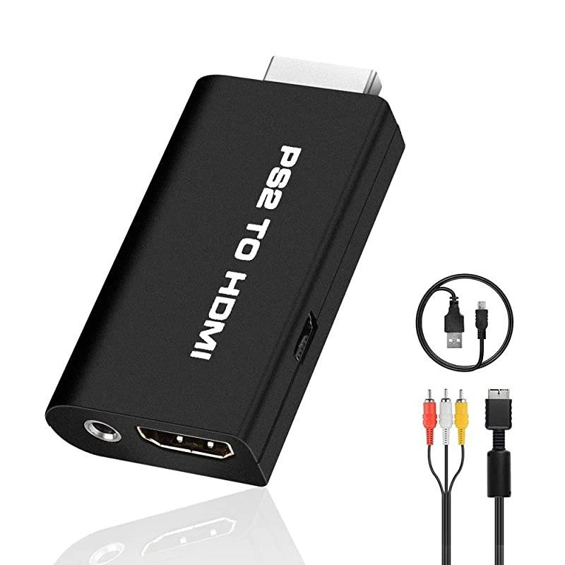 PS2 to HDMI Adapter  PS2 HDMI Video Converter with 35mm Audio Output AV to HDMI Signal Transfer 1080P PS2 Video Adaptor Compatible with PS2 Console PlaystationHDTV HDMI Monitor