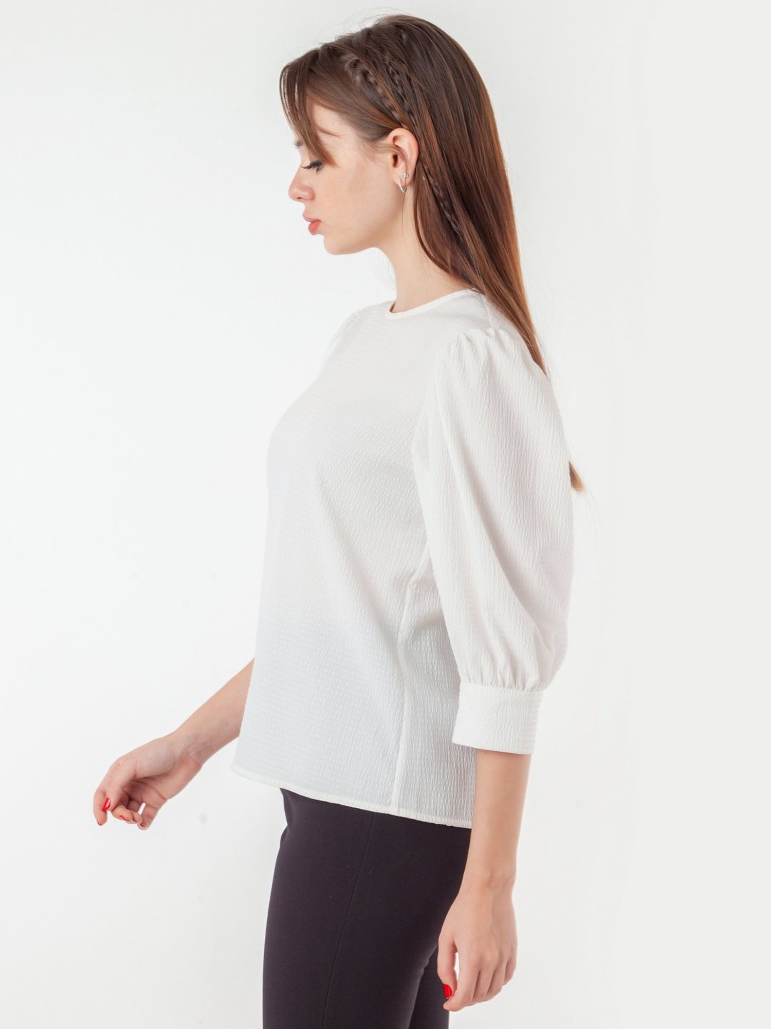 Zink London White Self Pattern Top