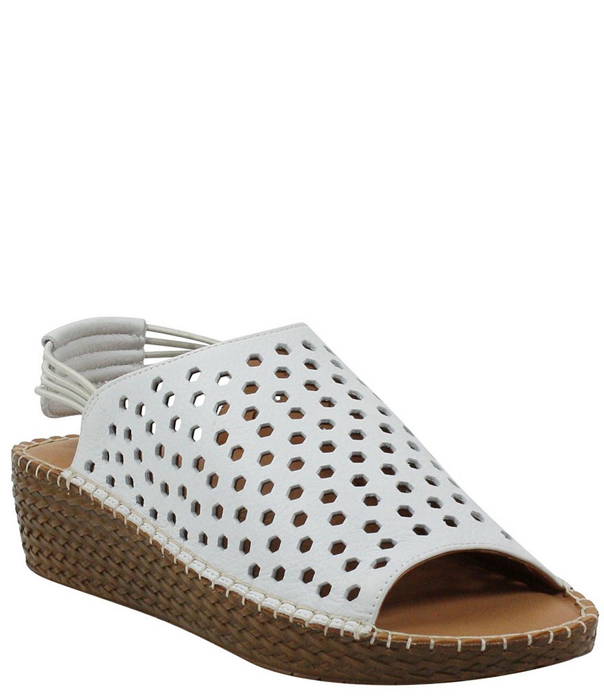 L'Amour Des Pieds Yizzy Perforated Leather Slingback Wedges