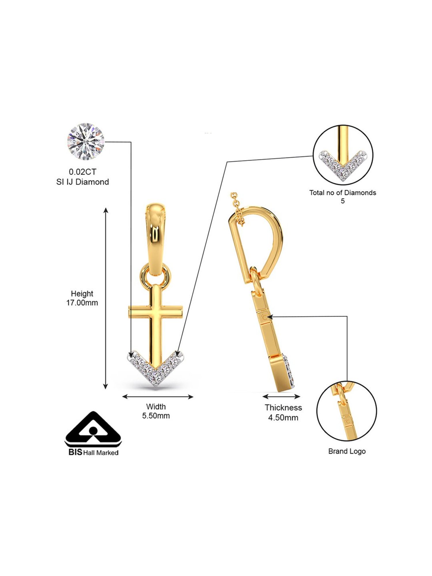 Joyalukkas 18k Gold & Diamond Pendant with Chain