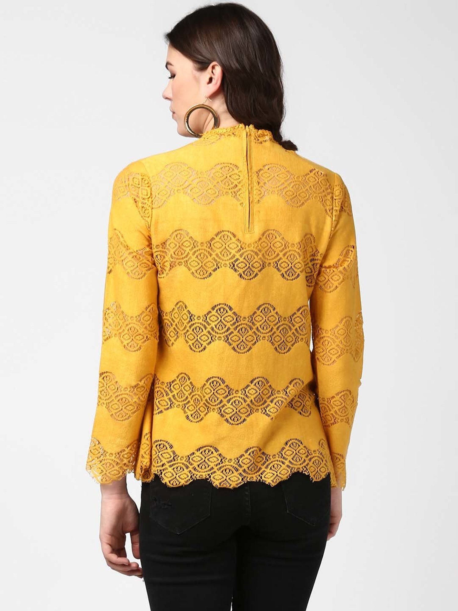 StyleStone Mustard Lace A-Line Top
