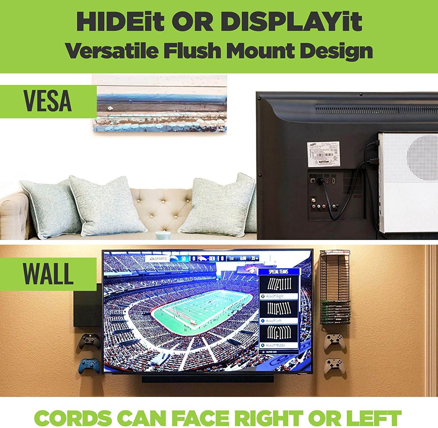 HIDEit X1S Xbox One S Wall Mount and (2) Controller Wall Mounts (Xbox One S Black Bundle) - HIDEit Behind the TV or DISPLAYit - Made in the USA and Trusted Worldwide Since 2009