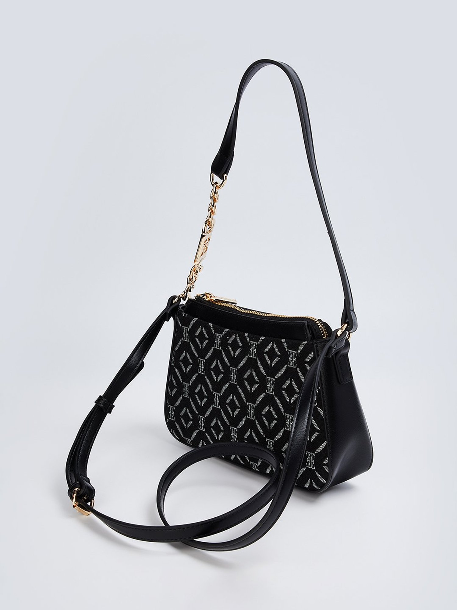 Elle Black & White Printed Sling Handbag