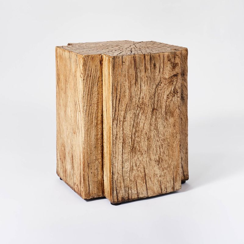 Indoor/Outdoor Faux Concrete Stump Accent Table Brown - Threshold™ designed with Studio McGee