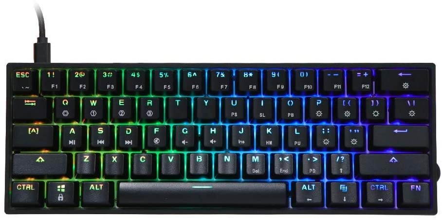 EPOMAKER SKYLOONG SK61 GK61 61 Keys Hot Swappable 60% Mechanical Keyboard with RGB Backlit, Doubleshot ABS Keycaps, Dustproof for Win/Mac/Gamers(Gateron Optical Red, Black