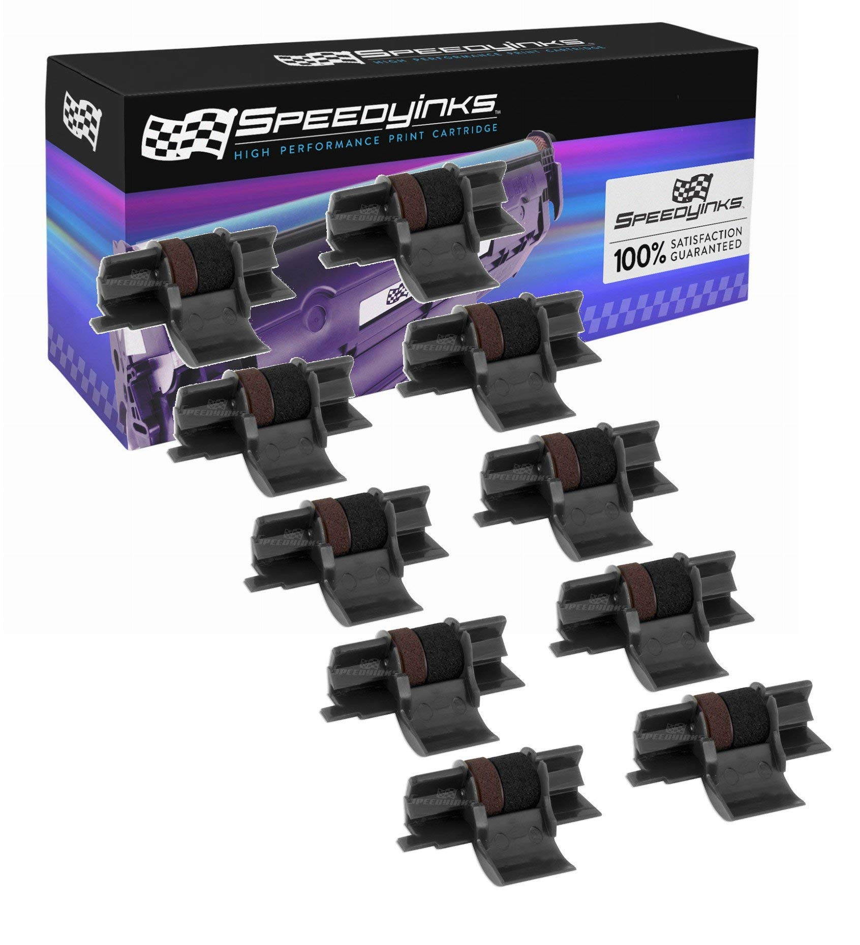 Speedy Inks - 10PK Compatible Casio Black and Red Ink Roller IR-40 CP-13