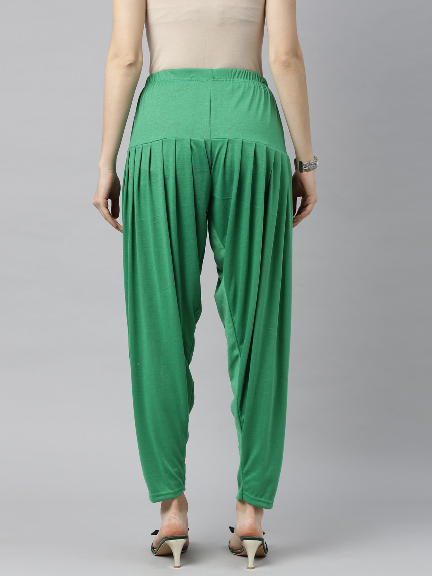 JCSS Green & White Patiala Pants - Pack Of 3