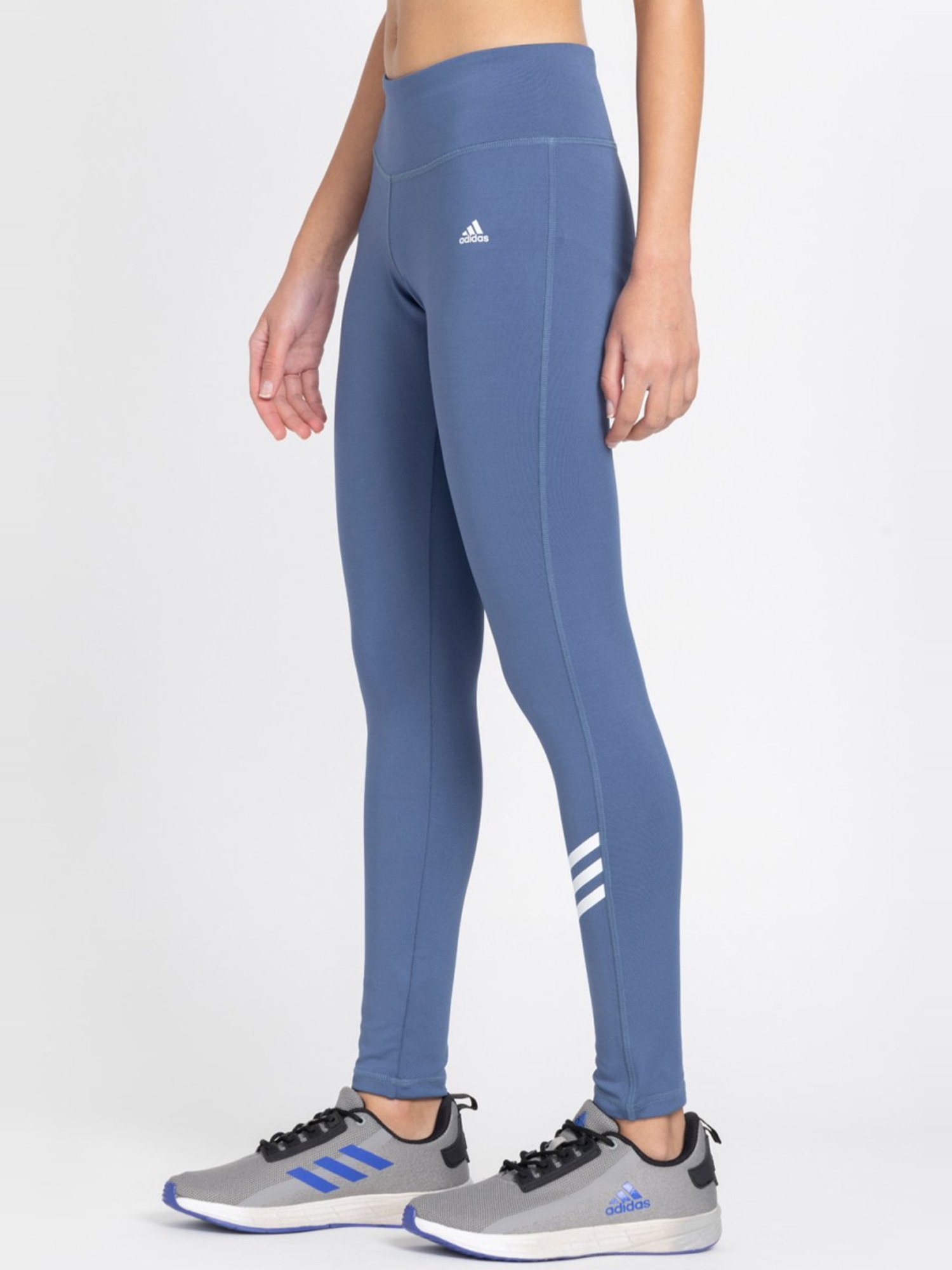 adidas Stone Blue Striped Tights
